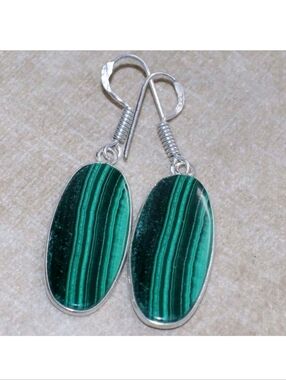 Chrysocolla Malachite Gemstone 925 Sterling Silver Handmade Drop Dangle Earrings